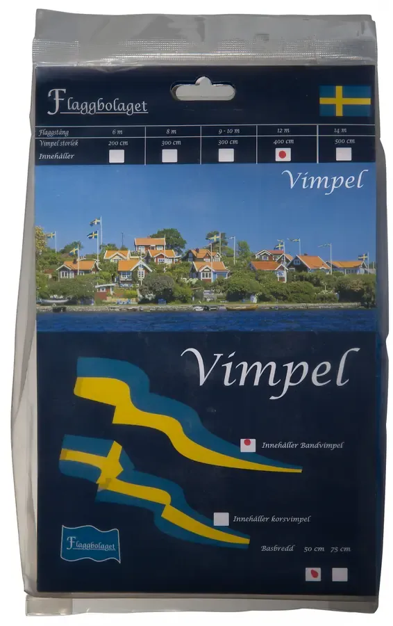 Förpackning med svensk bandvimpel