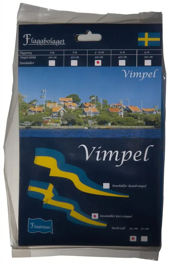 Förpackning med svensk korsvimpel