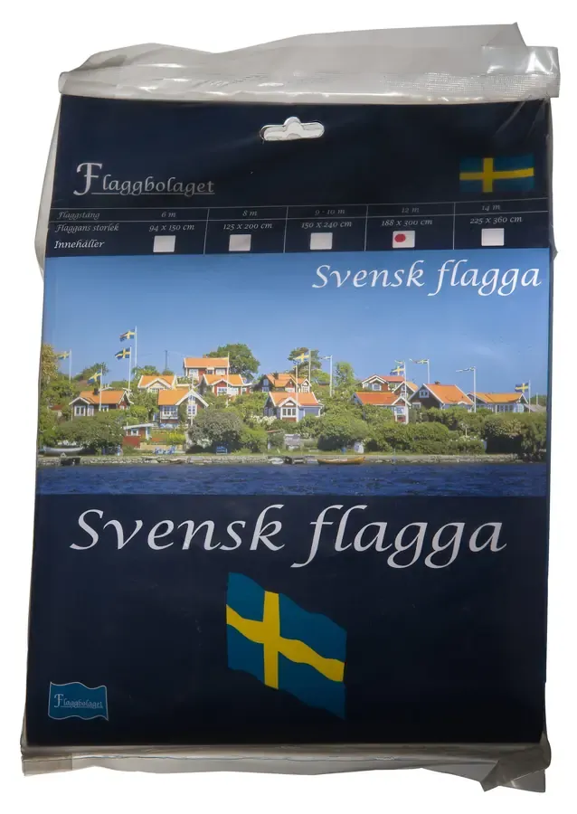 Förpackning med svensk flagga